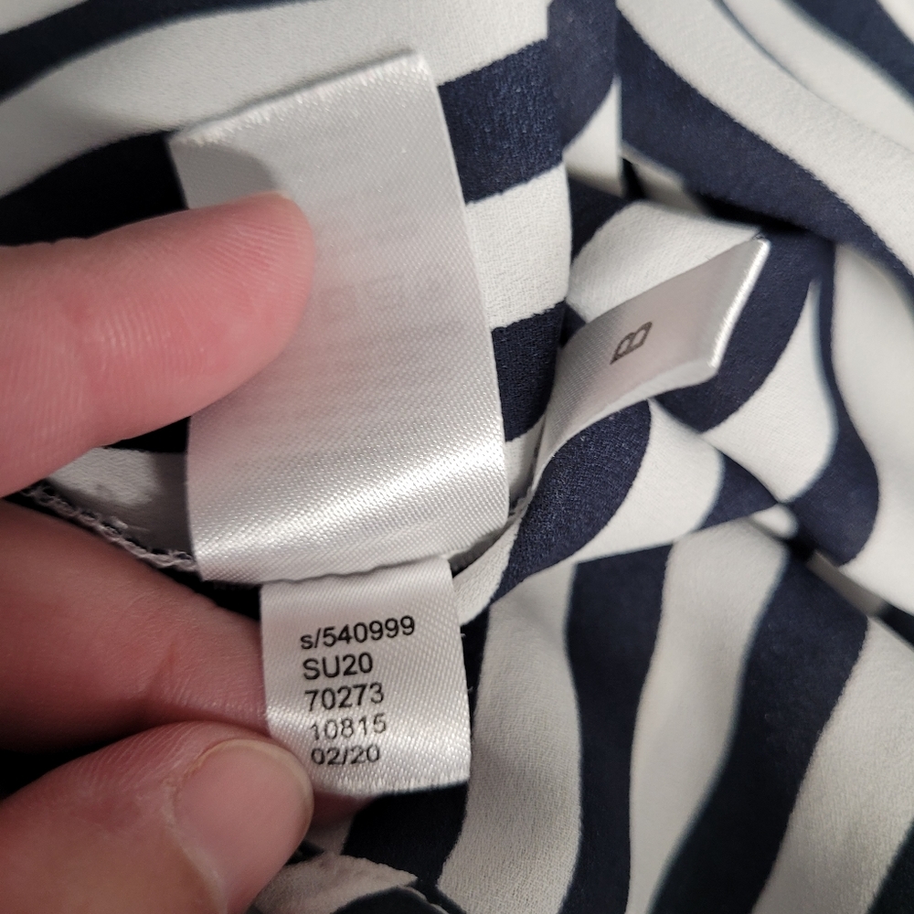 Loft Striped Smocked Split Neck Shell - image 3